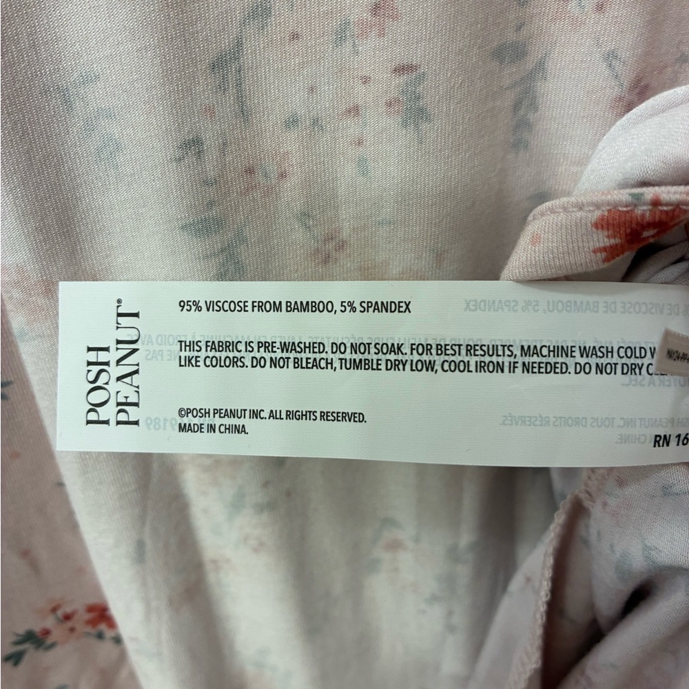 NWT Posh Peanut Women's Bamboo Maternity Robe with Pockets London (Floral) L/XL - Picture 6 of 7